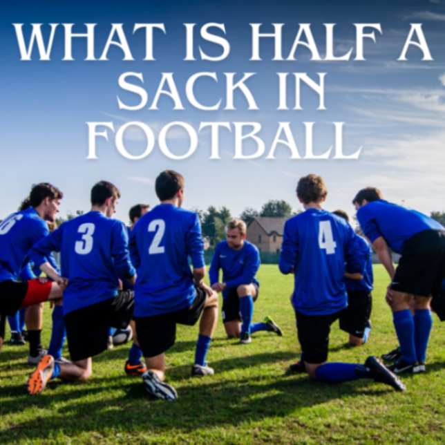 What is half a sack in football? displayed with a group in blue football uniforms