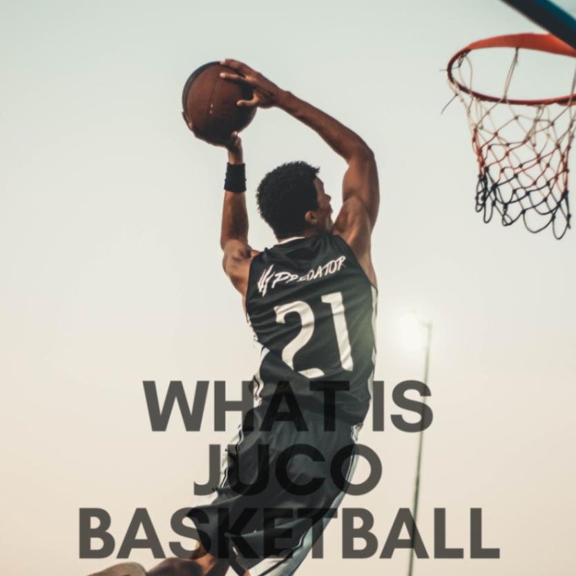 What is Juco Basketball? - A player in black jersey dunking a ball
