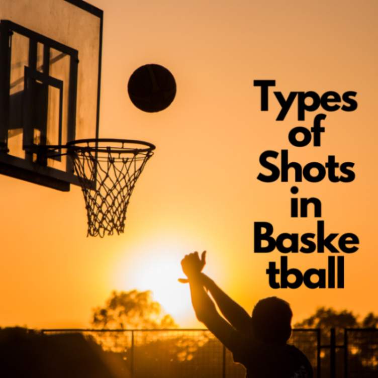 Person demonstrating types of shots in basketball while shooting a basketball