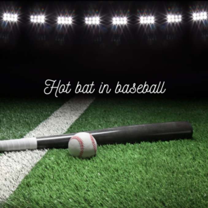 Baseball bat and ball on field, showcasing a hot bat in baseball